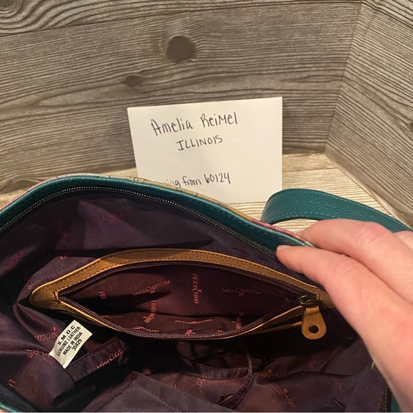 Used Anuschka Butterfly Paradise Large Crossbody Hobo Purse - Picture 10 of 14